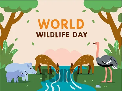 Group of Animals Gathered Around Water animal awareness background campaign care celebration conservation day earth ecosystem education environment fauna flora forest protection save tropical wild wildlife