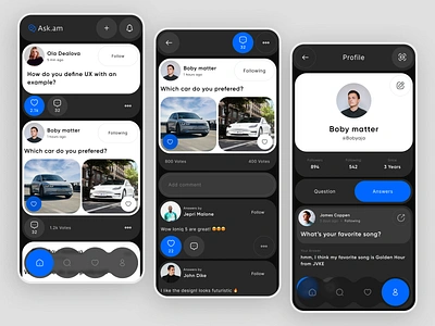 Ask.am - Ask and Answers App answer answers answers app app ask ask app askfm dark mobile mobile design poll poll app polling polling app question quora vote vote app voting voting app