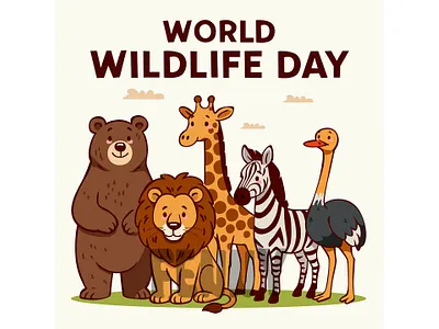 Cartoon Style Animal Group animal awareness background campaign care celebration conservation day earth ecosystem education environment fauna flora forest protection save tropical wild wildlife
