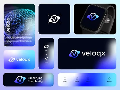Veloqx — AI Research & Software Solutions Branding ai logo branding dribbbleshot gradient graphic design identitydesign logo design minimalist modern logo simple softwaresolutions technology