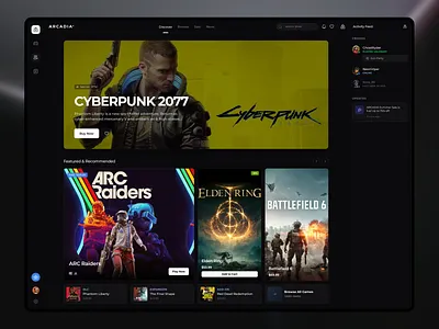 Arcadia — Gaming Marketplace UI arcadia dashboard game gaming gaming design gaming marketplace product design ui ui design user experience design ux