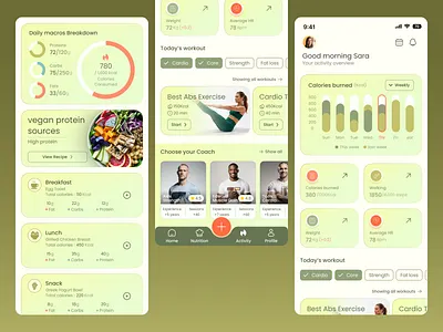 Fitness & Nutrition Mobile App appdesign fitnessapp healthapp minimalui mobileapp nutritionapp productdesign ui ux