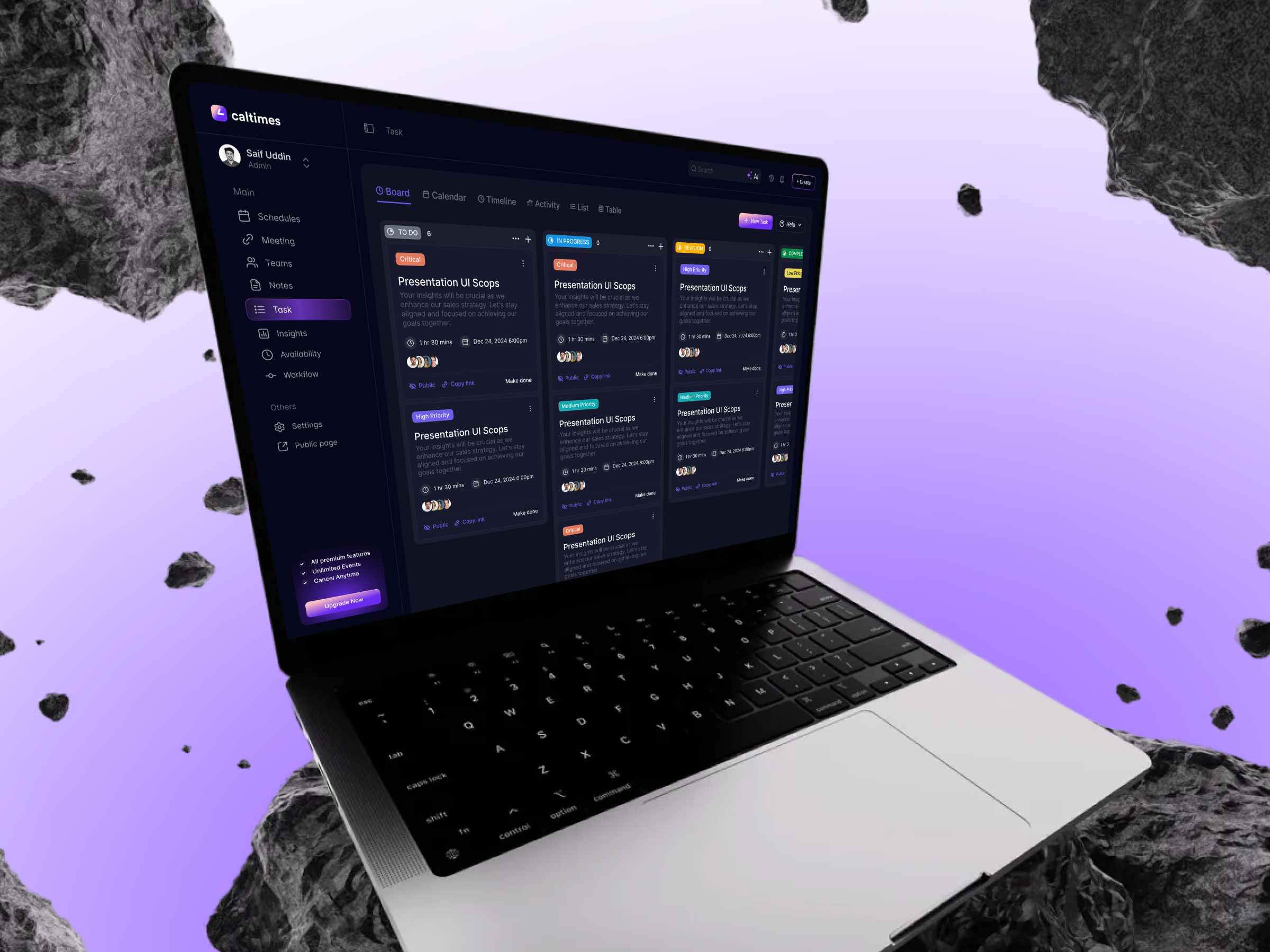 Calltimes SaaS Design | Task Flow | Sleeko aidrivendesign aiproductivity calendarux calltimes productux saasdesign sleekostudio smartscheduling taskautomation webappdesign
