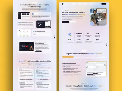 AI Recruitment & Pre-Screening Tool: B2B SaaS Website Design b2b product design branding design high conversion landing page hr saas illustration landing page landing page design saas website ui ux ux ui design visual design web app design website design