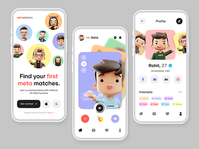 Mobile app UI for a dating platform 📱❤️ animation appdesign build designdrug figma ui uidesign uidesignchallenge uirecreation uxdesign watchmegrow