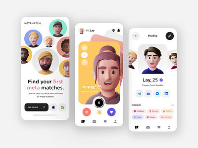 Dating App UI Design design productdesign typography ui visual design