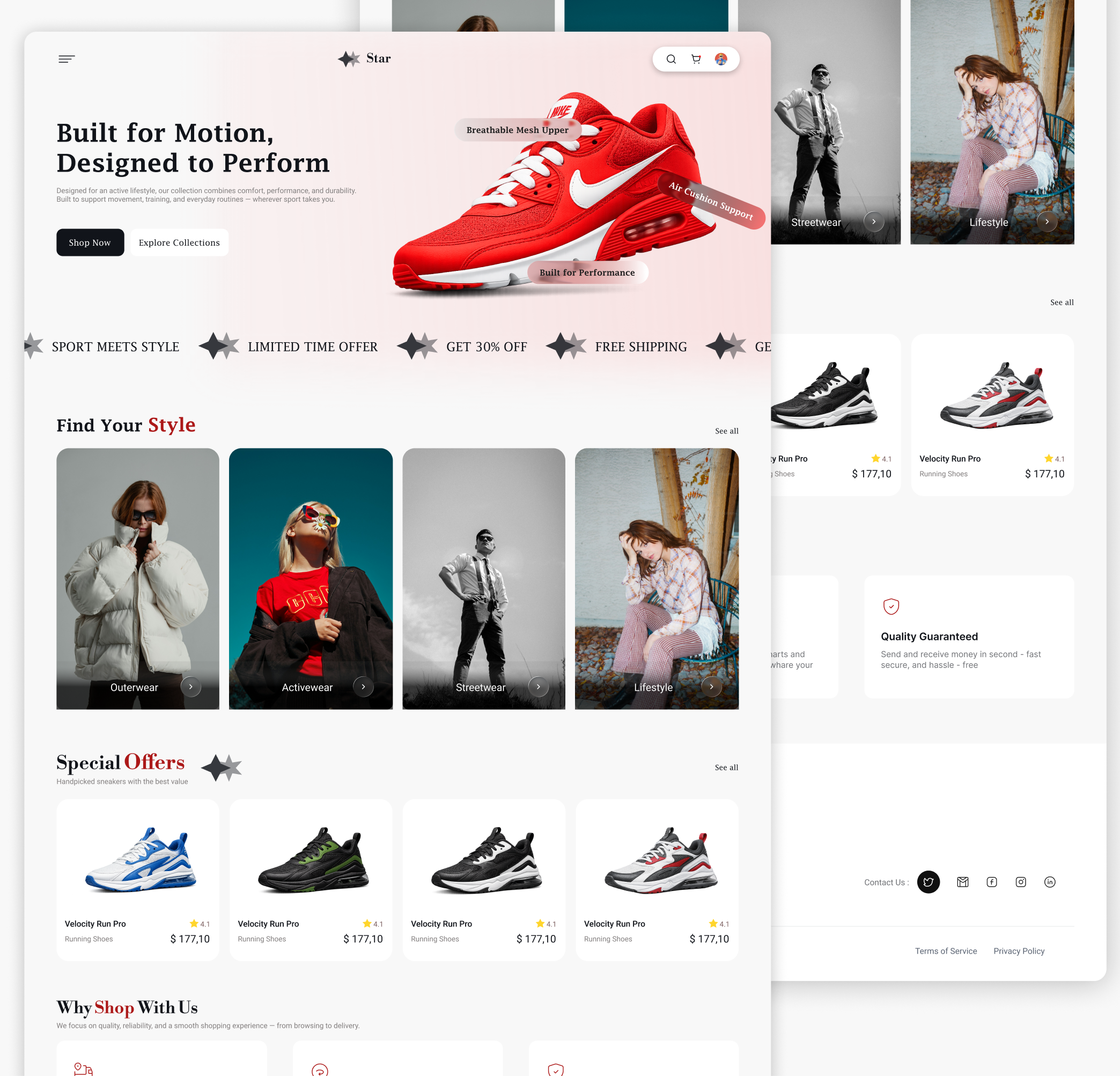 Sports E-commerce Landing Page e commerce landing minimal modern online store sport ui ux website