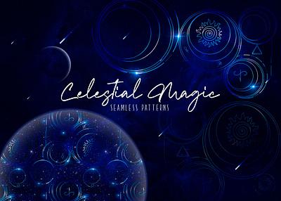 Celestial Magic. Seamless patterns graphic design pattern textile design