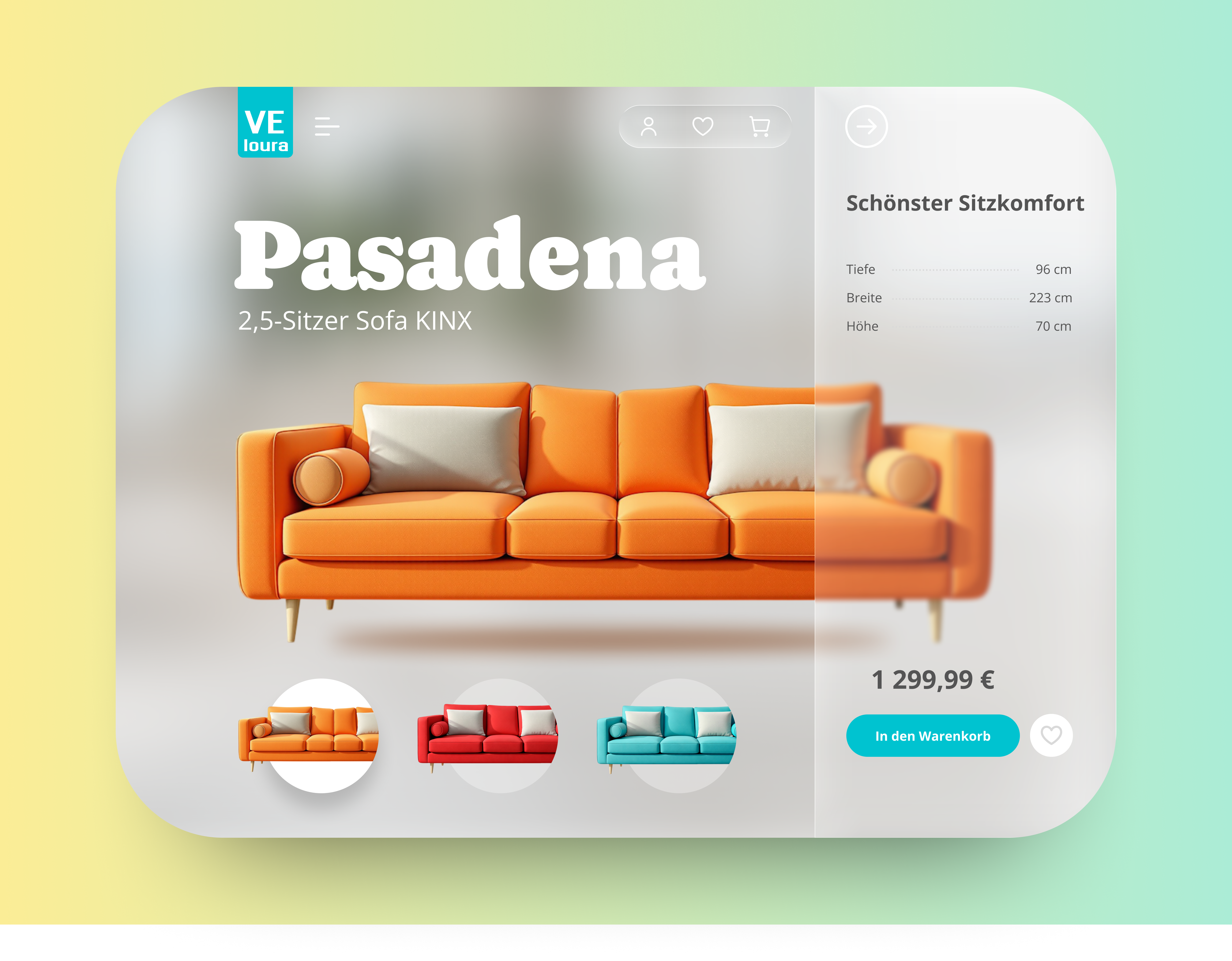 Veloura product card graphic design ui ux web