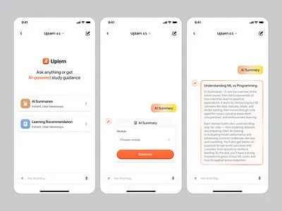 AI Study Assistant Mobile App: Smart Summaries & Learning ai ai chat ai learning ai learning platform ai learninghub app design chat chatgpt duolingo gemini grok ios app learning hub mobile app mobile app design mobile app learning app mobile app learning platform product design saas uiux