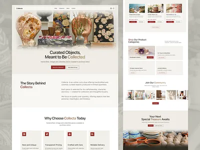Vintage & Collectible Online Store Landing Page Design brand storytelling collectible design design ecommerce editorial interior decor landing page lifestyle minimalist online store product showcase shopify ui ux ui vintage store web design website design wingly