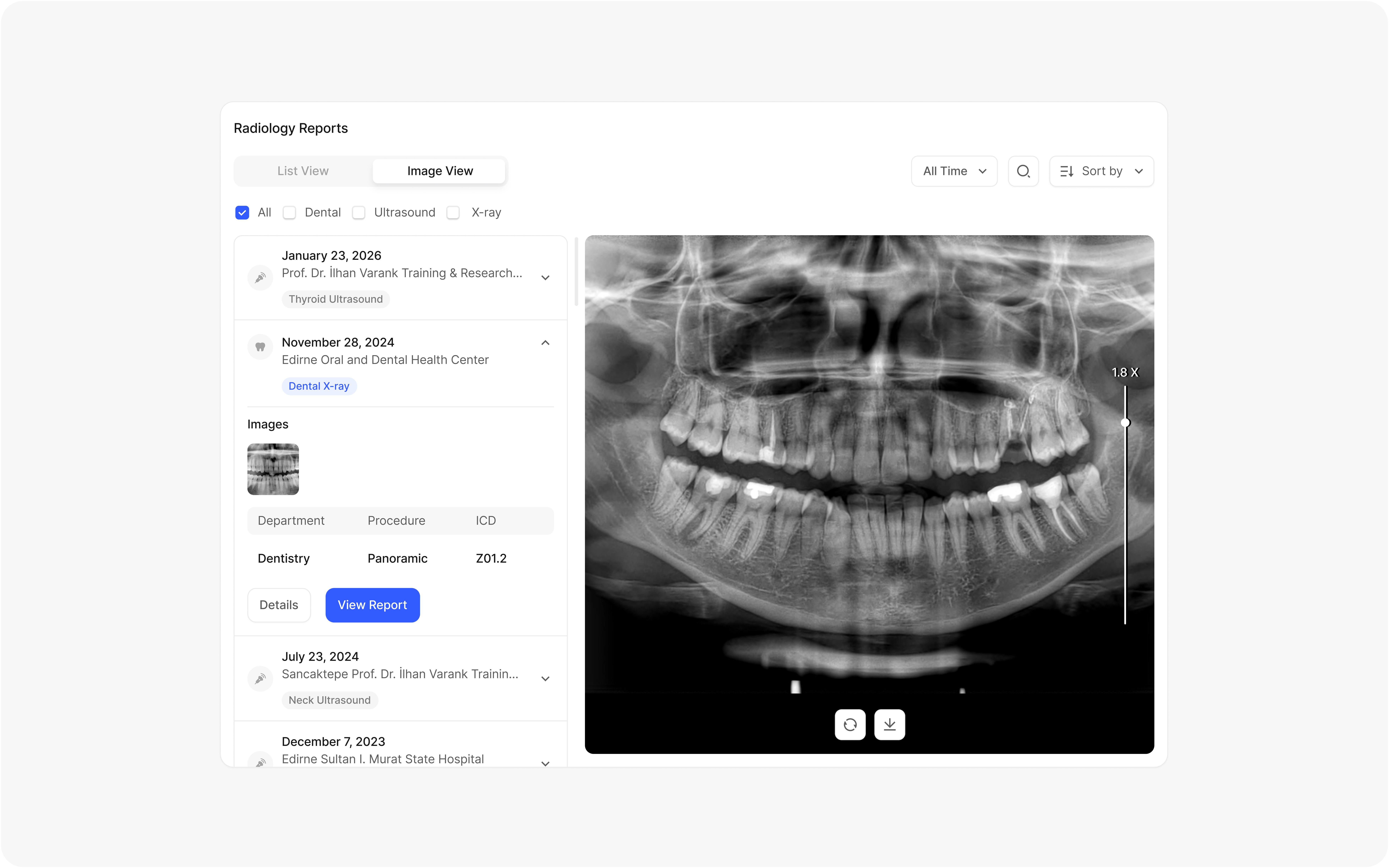 Radiology Results Page for e-Nabız ui ux