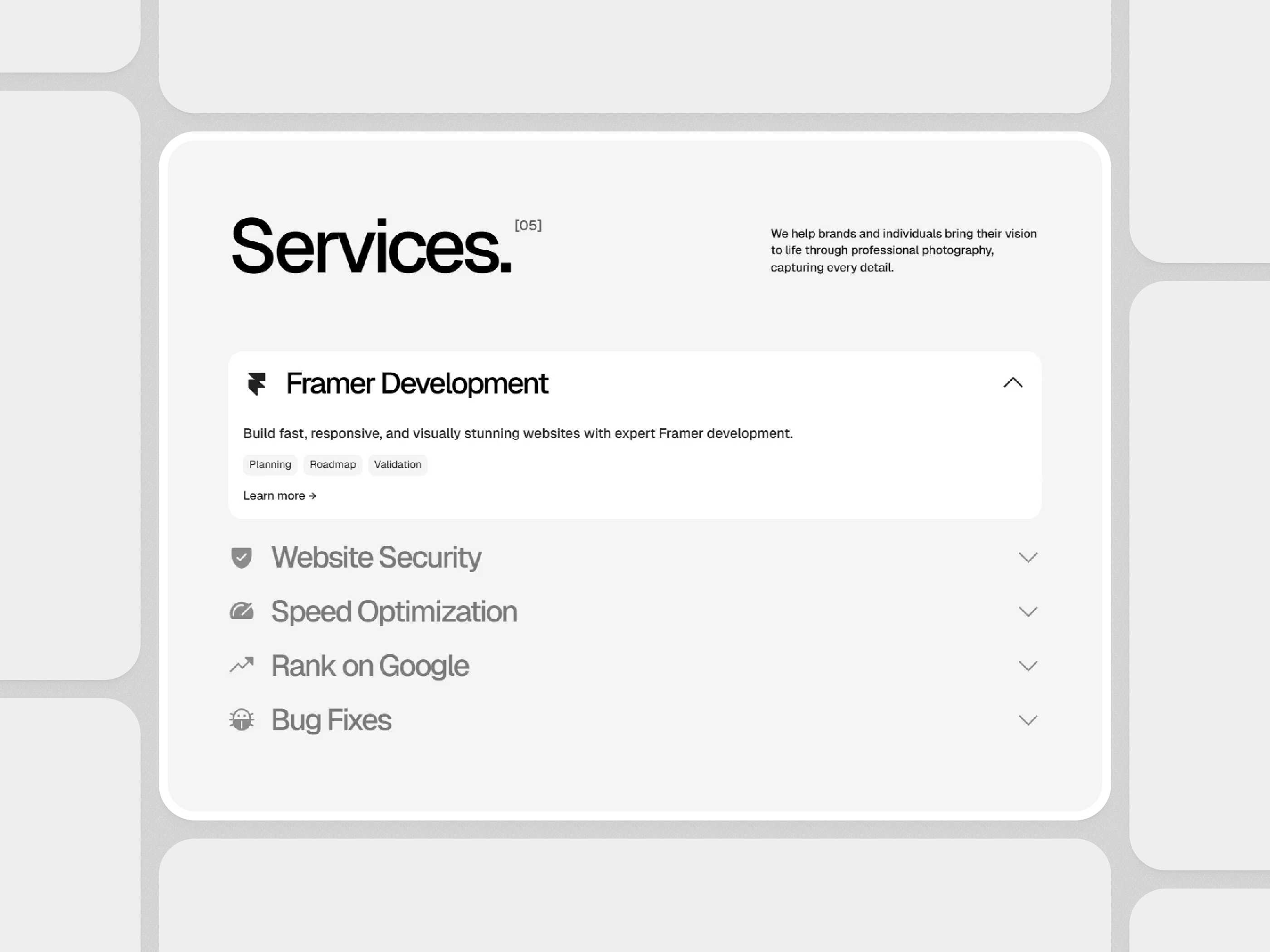 Framer Service Section Component - Framify Design framer framer component framer component library framer development framer section framer service section framer template framer templates framer website service service section service section ui services section ui design web design