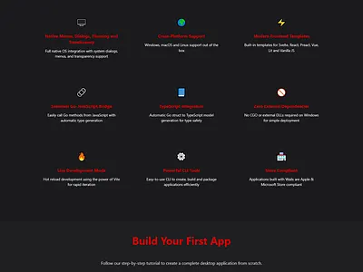 Landing page for Wails3 landingpage ui