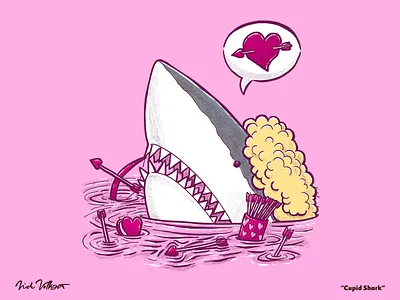 Cupid Shark cupid great white shark heart illustration illustrator shark valentines valentines day
