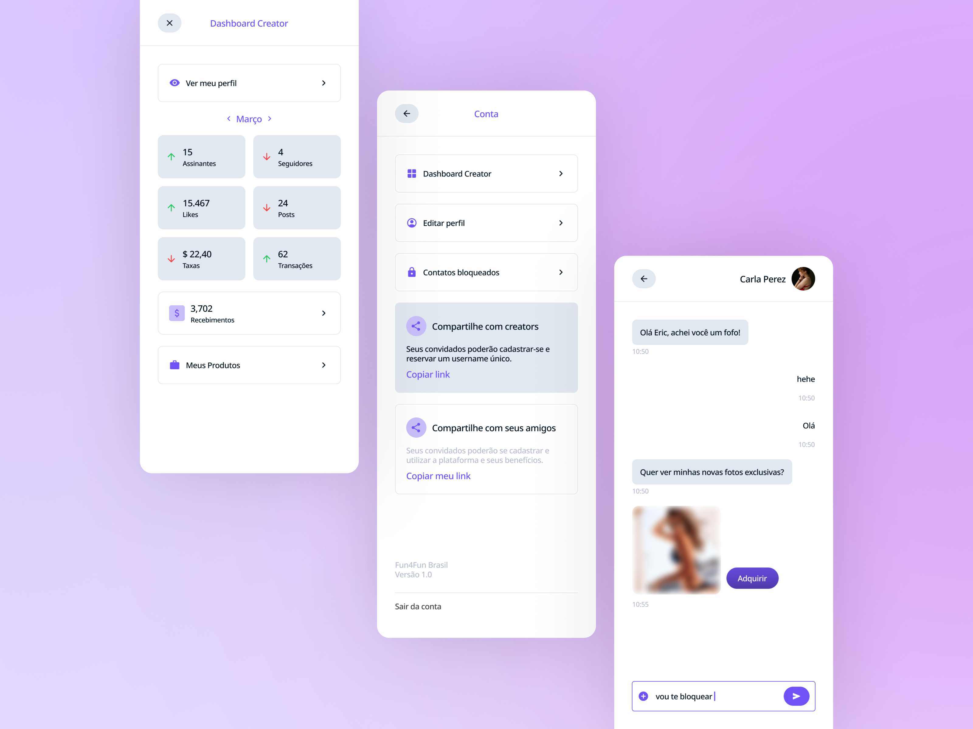 Example of F4F • Dashboard & Chat