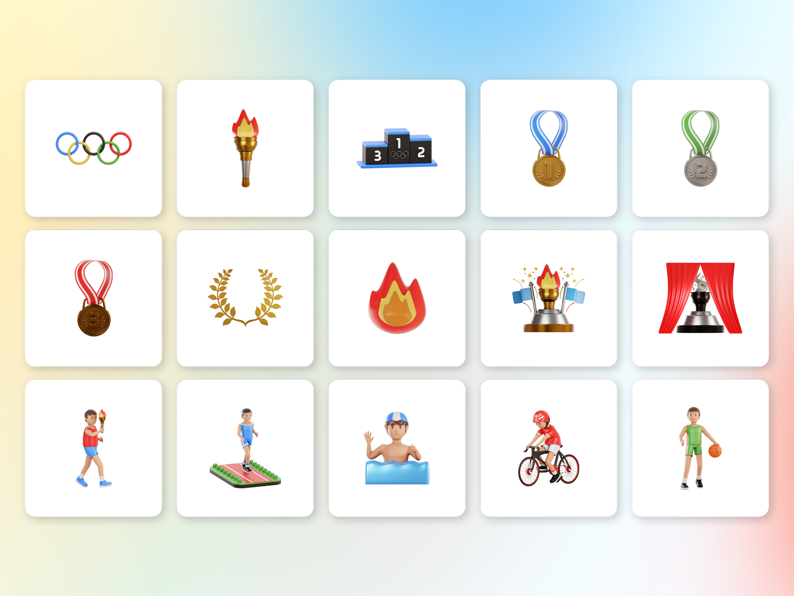 3D Olympics Icon Set 3d branding design graphic design icon icons illustration ui ux