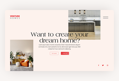 Kitchen furniture store UI landing page bespoke design elegant furniture graphic design home page kitchen landing page luxury modern ui ux