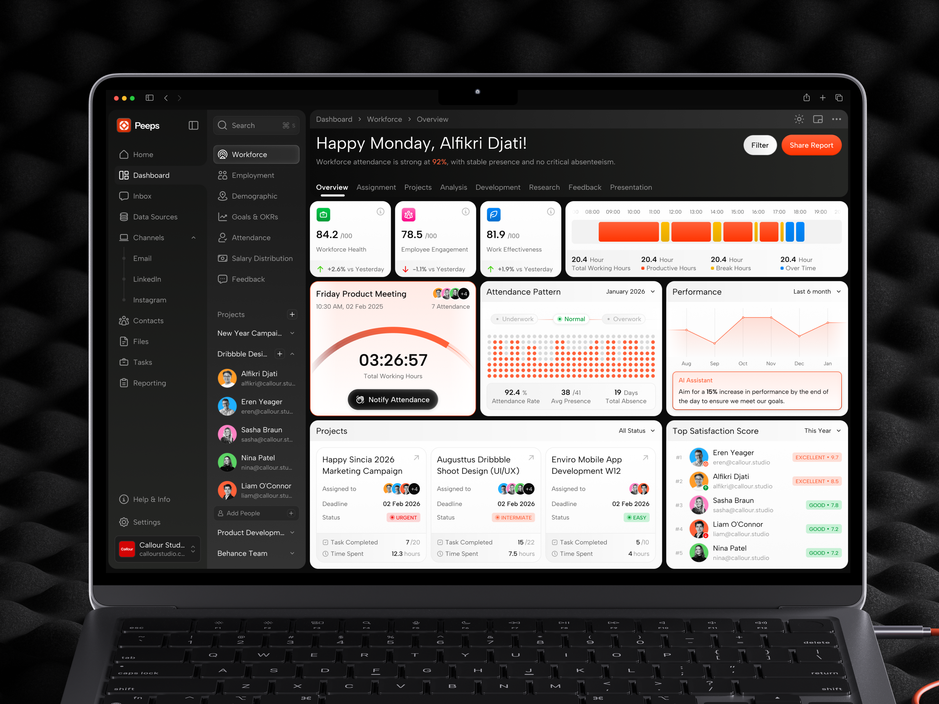 AI HR Management Dashboard ai analytics ai product ai saas b2b callour crm dark ui dashboard dashboard analytics data visualization erp hr dashboard hr management management dashboard people product design saas ui user management workforce analytics