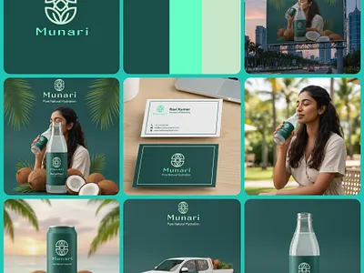 That is a very clean, symmetrical logo! It has a great organic branding logo mockup nariyal pani