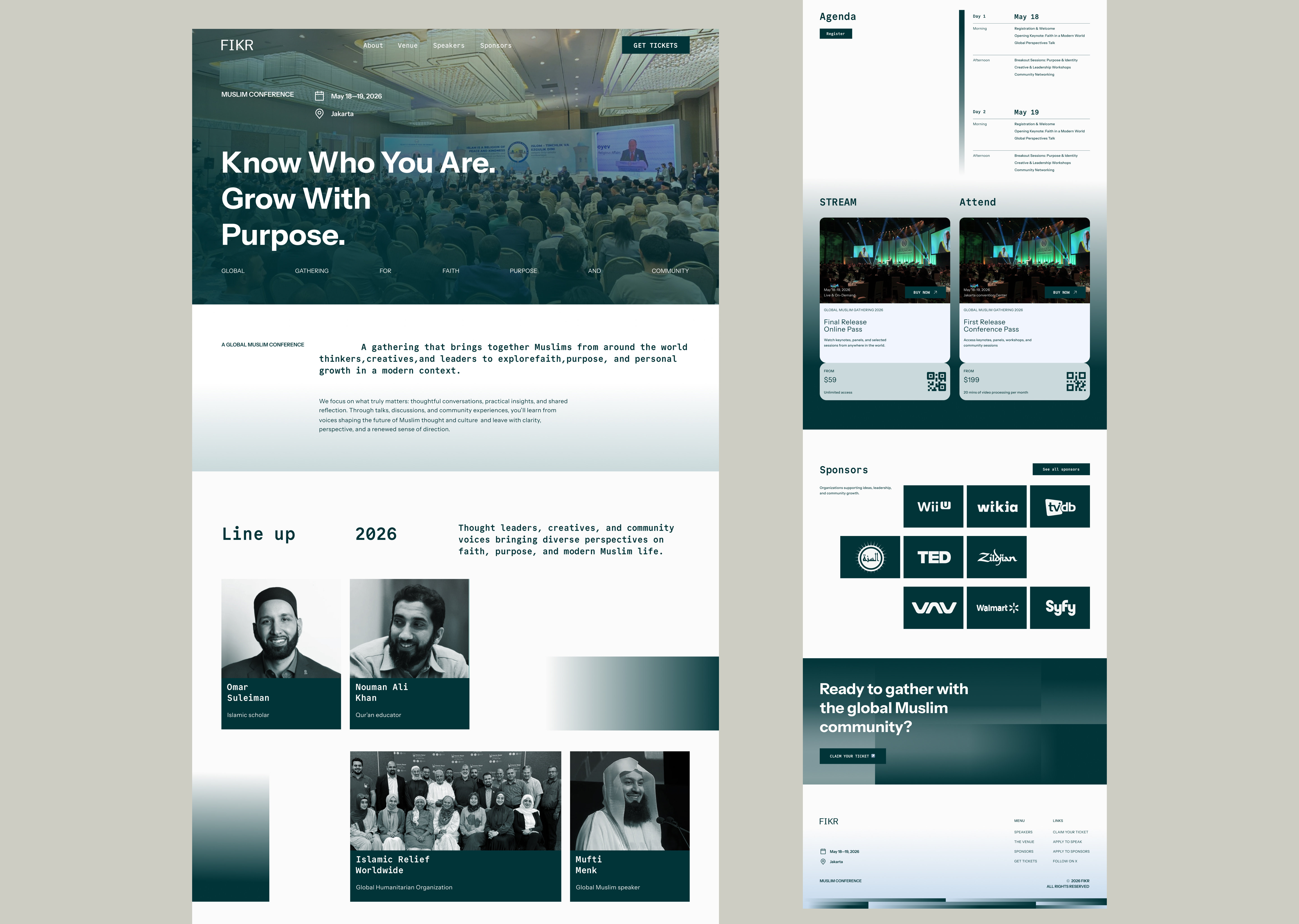 FIKR – Global Muslim Conference Landing Page branding business conference corporate desk emerald event gradient green islam islamic landingpage muslim participant presentation seminar ui ux webdesign workshop