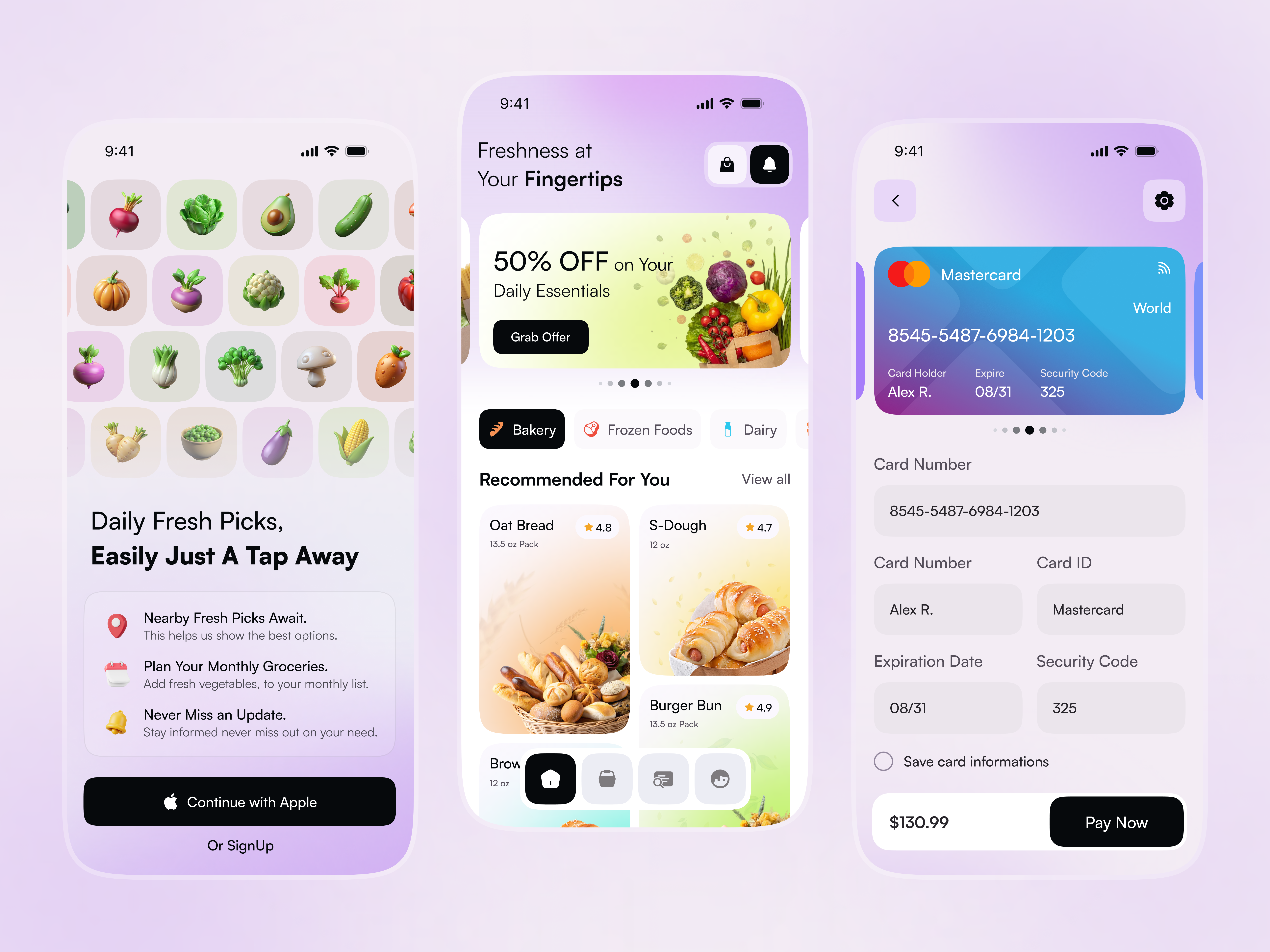 Smart Grocery Shopping and Delivery Mobile App app app design app ui e commerce grocery app grocery delivery grocery store ios mastercard mobile mobile app mobile ui modern ui online store product design shopping app smart shopping ui uiux vegetable app