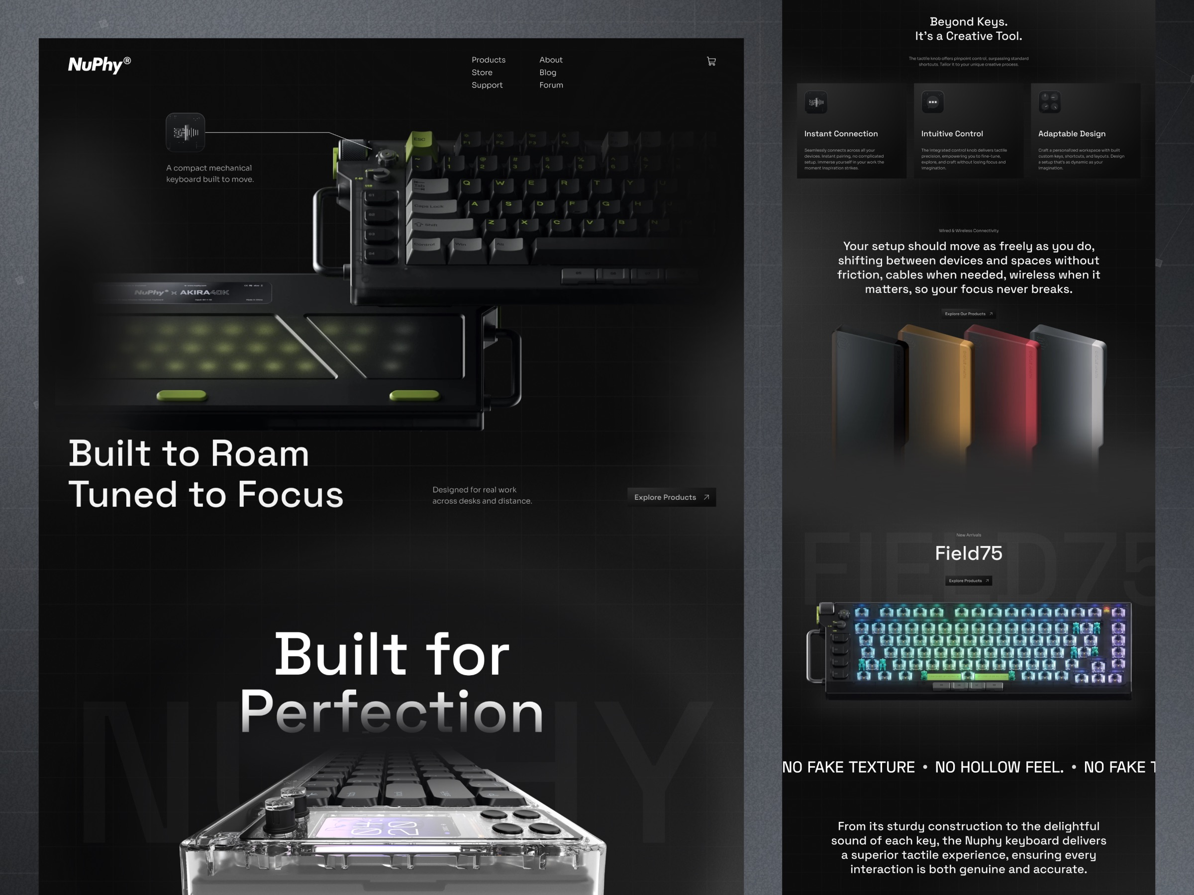 NuPhy - Modern Luxury Keyboard Product Ecommerce Website Design clean company profile ecommerce elegant futuristic keyboard keyboard website landing page minimalist product design product showcase product showcase website product website productivity professional ui ui design web design website website design