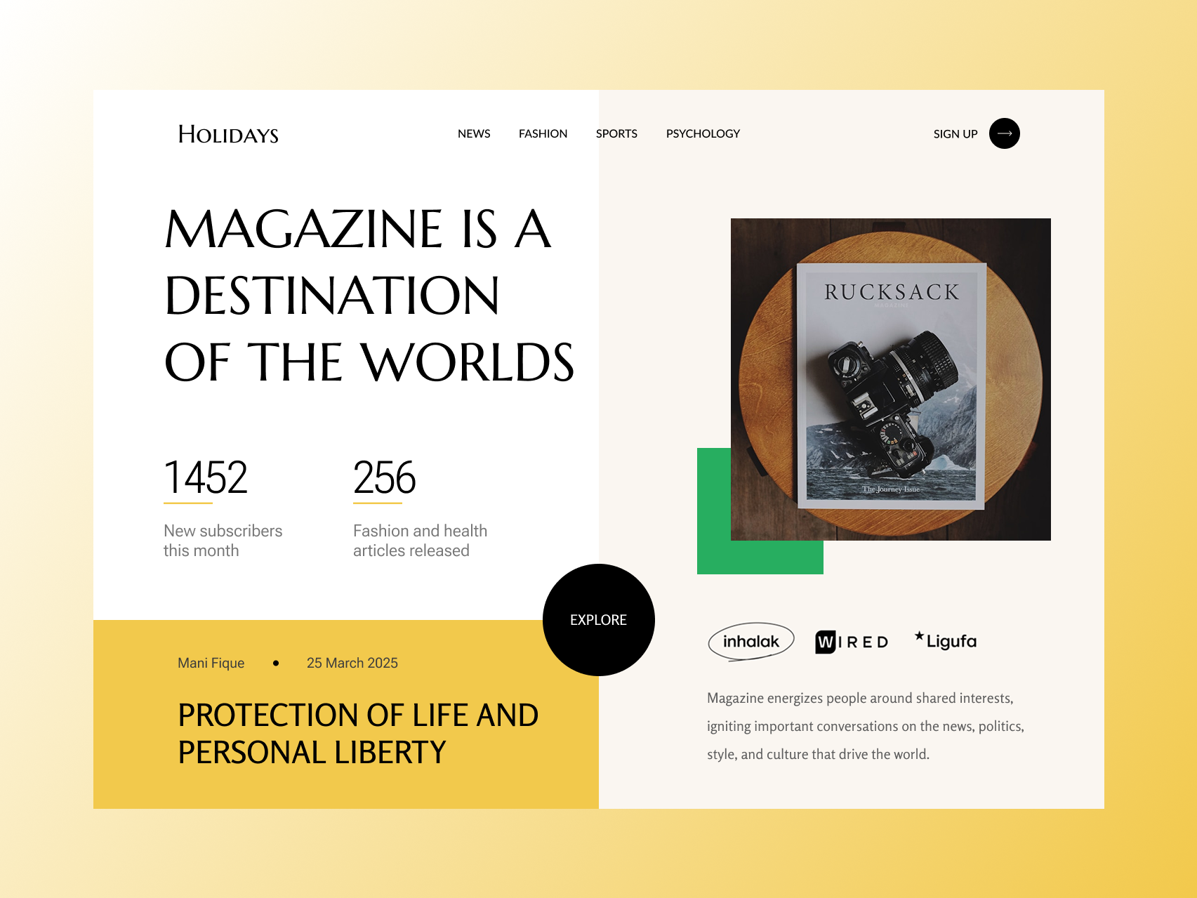 Holiday Magazine Website article blog website blogging branding creative design holliday magazine journal website landing page design magazine minimal website modern website uiux website