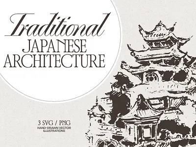 Traditional Japanese Architecture architecture asian asian building hand drawn japan japanese japanese architecture oriental oriental design pagoda pagoda illustration sketch temple traditional temple
