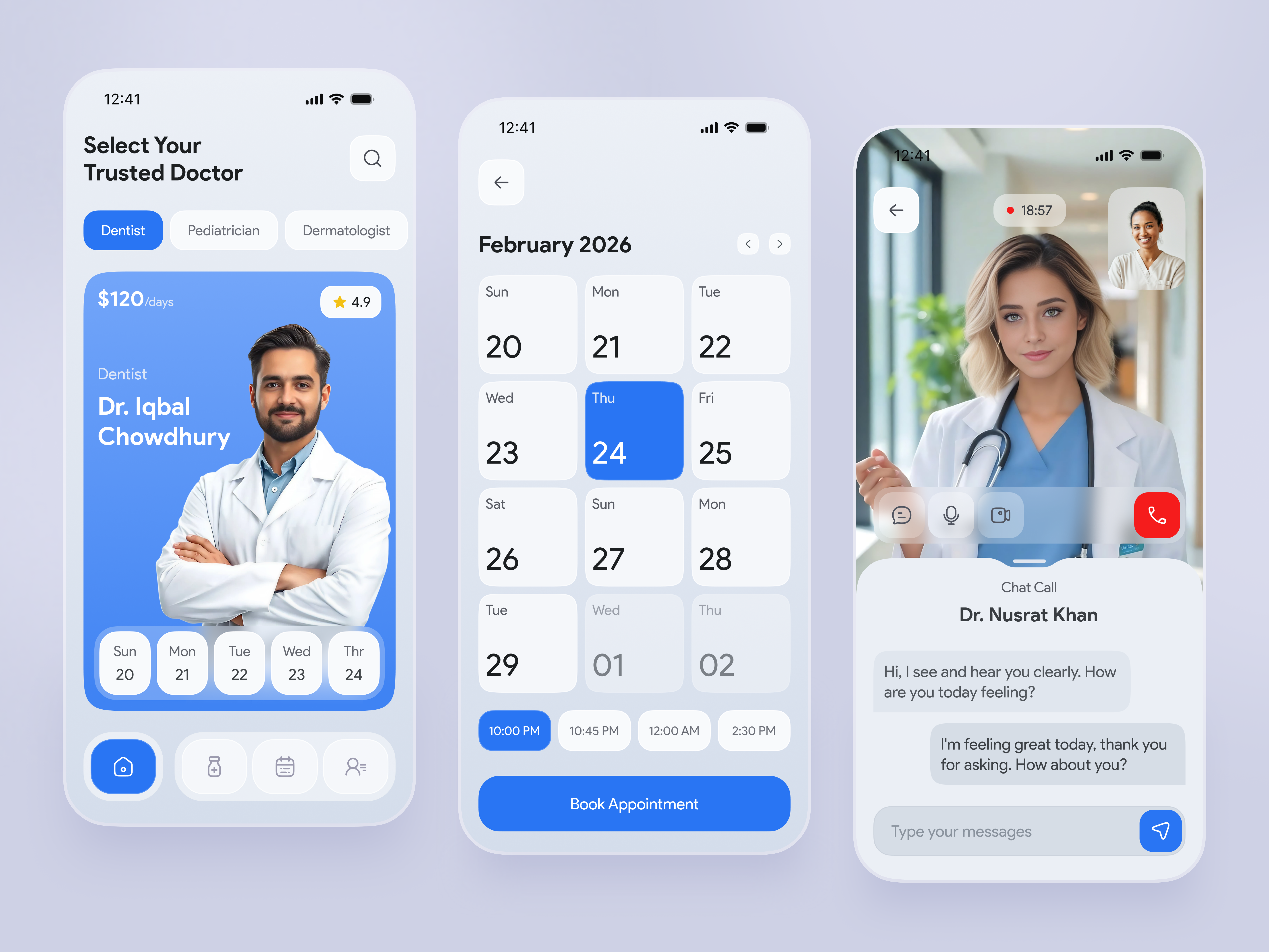 Online Doctor Booking & Medicine App UI Design ai app app design assistant booking app chatbot dashboard doctor app doctor booking ecommerce app healthcare healthcare app ios app medical ui medicine app mobile mobile design pharmary app product design telemedicine uiux