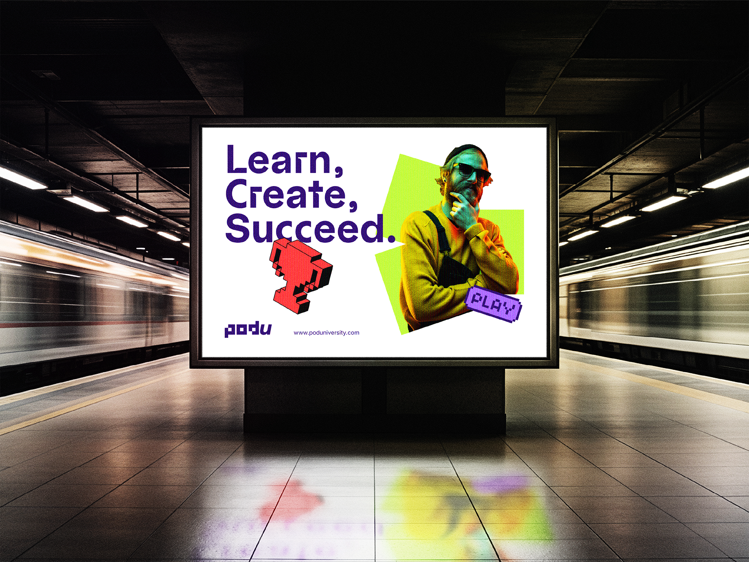 Brand Identity | POD University brand identity branding creative gaming illustration logo mockup pixel pod visual identity