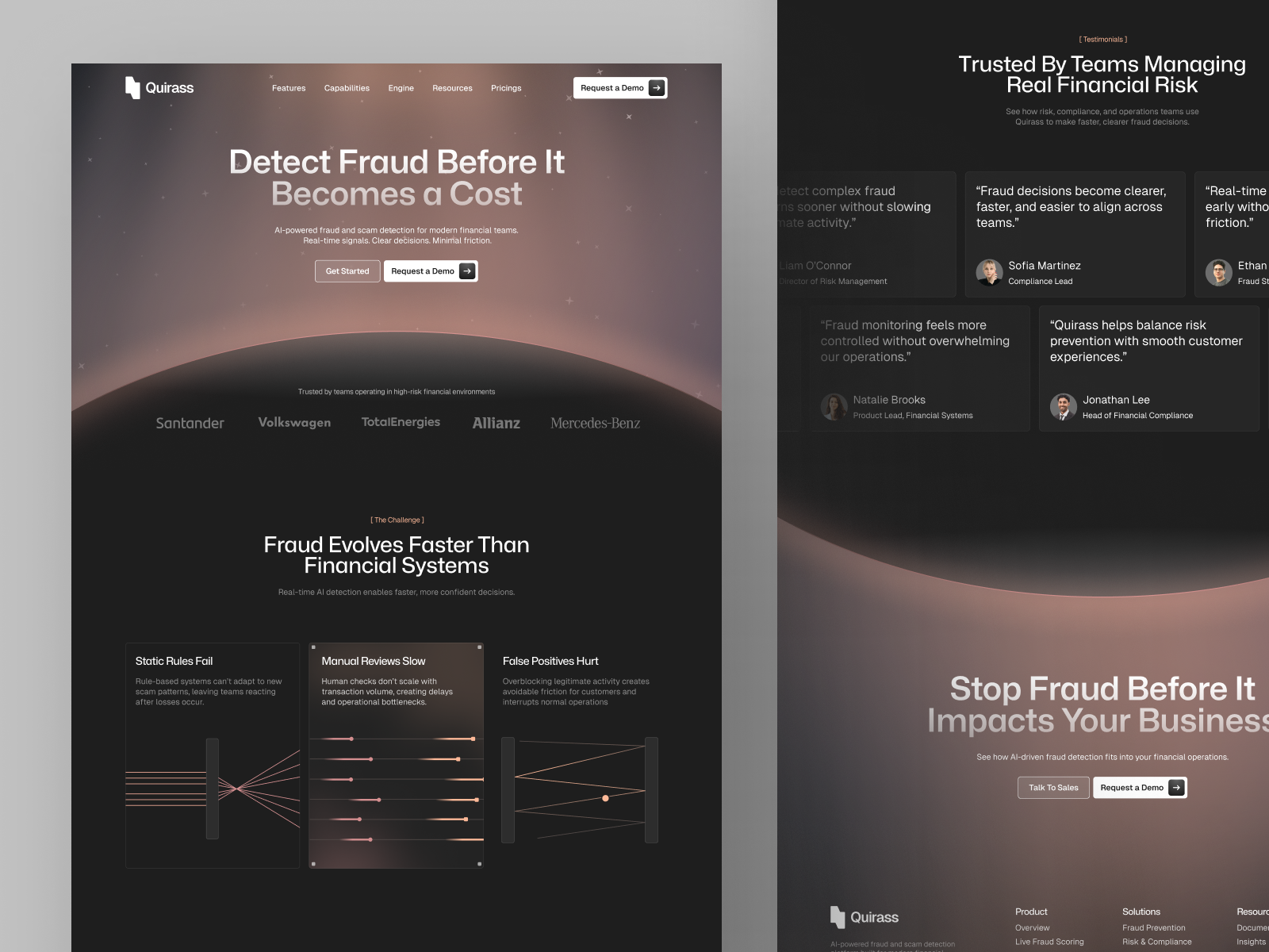Quirass - AI Fraud Checker Website ai design fraud fraud checker fraud checker landing page landing page landing page design scam scam checker scam checker landing page scam checker website ui ui design uiux uiux design ux web web design website website design