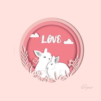 Rabbit in love graphic design illustration