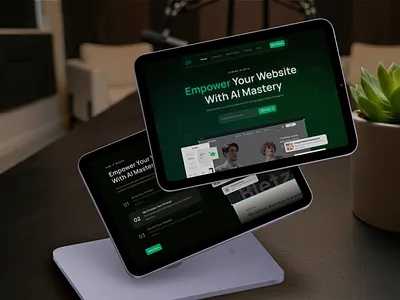 Morpho — AI Web Builder Landing Page in Tablet ai artificial builder development framer green hero intelligence landing page section template ui ui design ui kit ux ux design web website