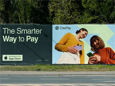 CrezPay — Brand Implementation billboard design brand identity brand implementation branding card design financial technology fintech graphic design marketing design modern branding outdoor advertising payment app product branding visual identity