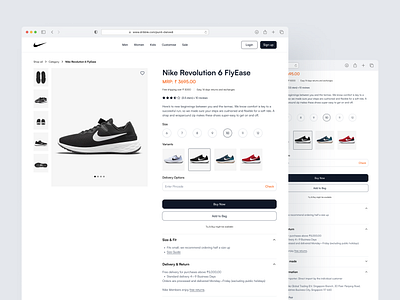 Refreshed layout(UI) for Nike Product Page 3d branding checkout clean daily ui dailyui design elegant figma flat graphic design illustration minimal minimalist productpage shoes typography ui ux website
