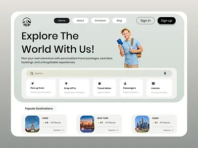 AIA Travel – Modern Travel Website Design booking website clean design destination figma landing page modern ui travel travel app travel website ui design ux design web design website concept