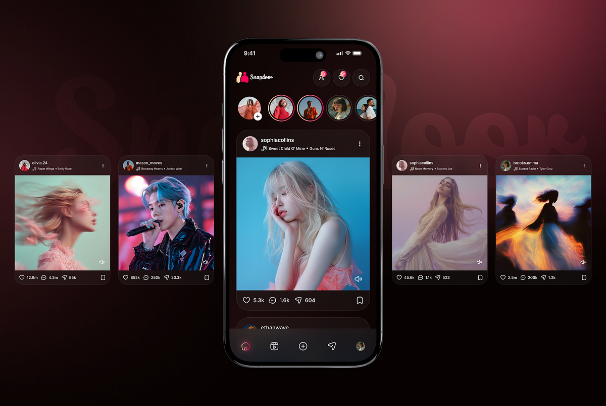 SnapDoor - Social Media App UI Case Study Image 1