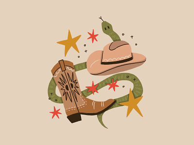 cowboy branding cowboy design digital art drawing graphic design hat illustration logo procreate snake
