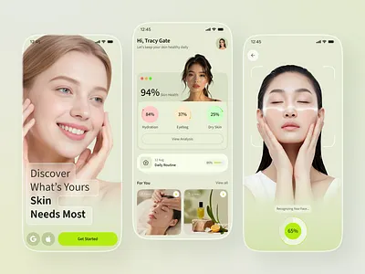 Skin Care App design app beauty app beauty product cosmetology app cosmetology product app ecommerce makeup mobile app mobile app design mobile ui personal treatment routine tracker saas self care app shopping app skin skincare app ui design ui ux wellness app