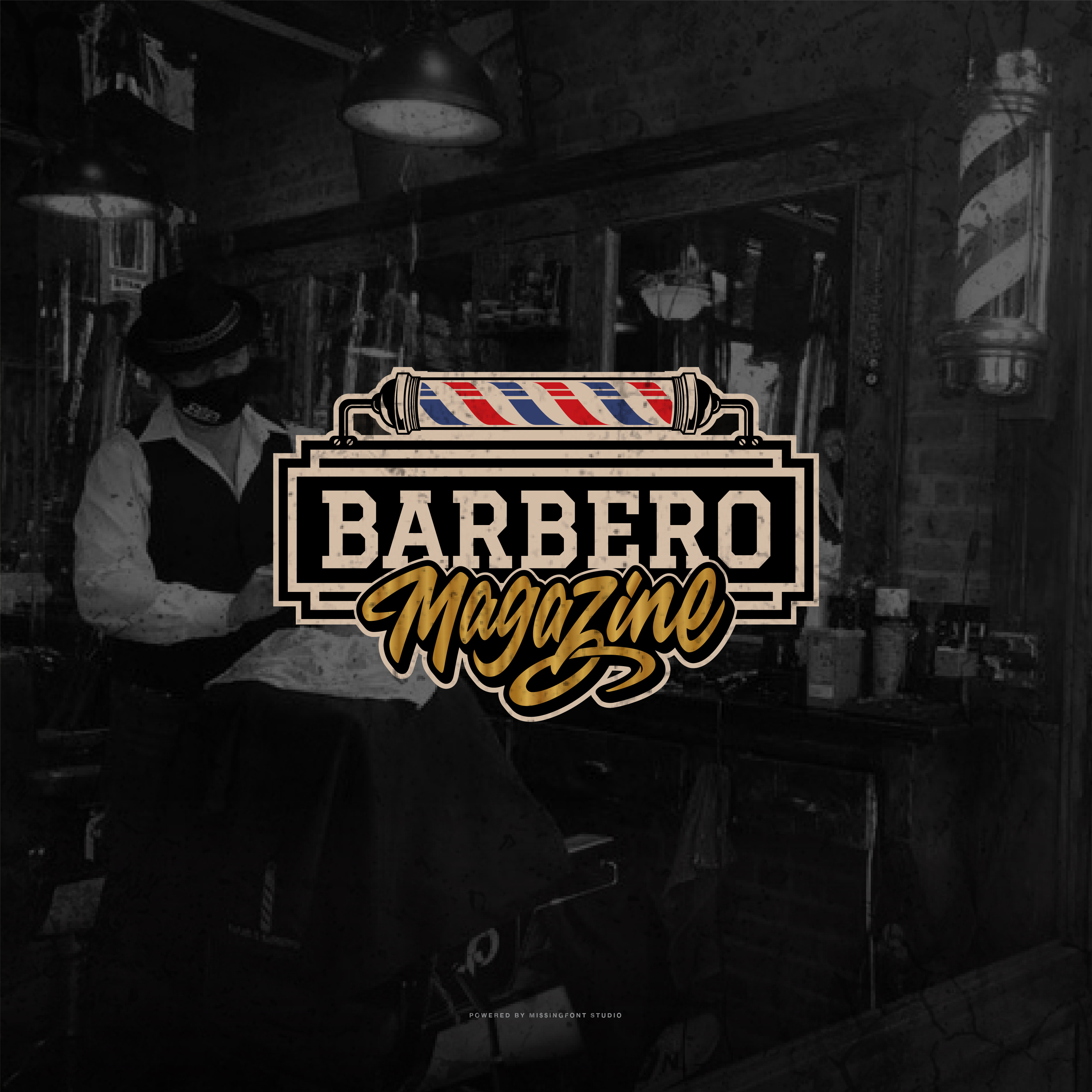 Barbero Magazine Lettering Logo Design with Barber Pole Element badge logo barbershop brand identity branding design font font style graphic design hand lettering handmade letter mark lettering logo logo design logo ltter logo type monogram vintage