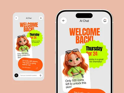AI Learning Mobile App — Kids Education UI 3d character ai app design chat app concept education gamification illustration kids app learning mobile app mobile ui modern ui onboarding product design saas startup ui design ui ux user interface