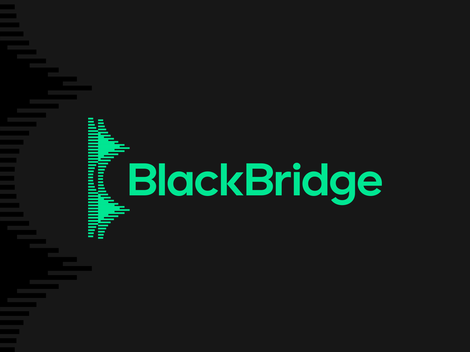 BlackBridge logo design: data + abstract B, BB monogram + bridge b bb big data black bridge bridge daas data analytics data stats data visualization graphic chart information large data letter mark monogram logo logo design saas tech technology visual elements
