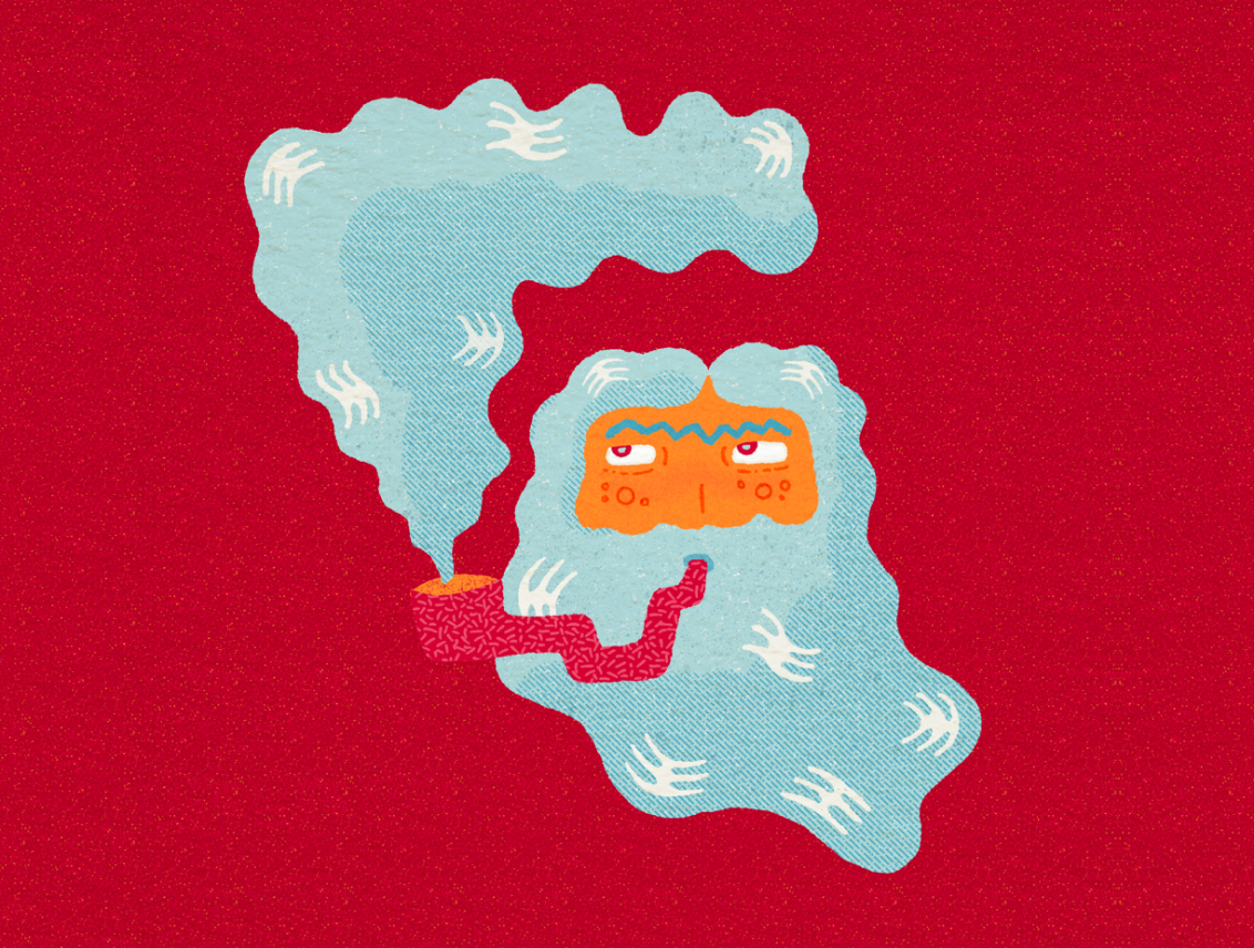 Magazine Spot Editorial Illustration - Procreate brand mascot branding character branding character design character illustration collage comic art comic style comics editorial illustration graphic design illustration illustrator magazine illustration mascot old man procreate red ui design visual design