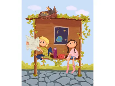 Interplanetary stop. childrenillustration digitalart illustration