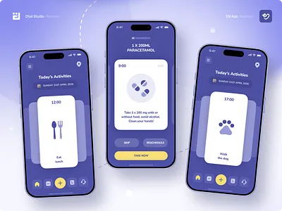 Medication & Task Flow – Wellness App UI for Eldercare & Reminde accessibility design aging tech app ui application caregiver daily routine digital health dtail studio eldercare ui health dashboard healthcare app ios app medication reminder medication tracker mental wellness mobile app design reminder app scheduling app user persona wellness app