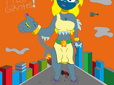 Emilie Birds Eye View Monster Movie Poster anthro character fantasy frostgiant giantess jotnar jotunn kaiju mobian
