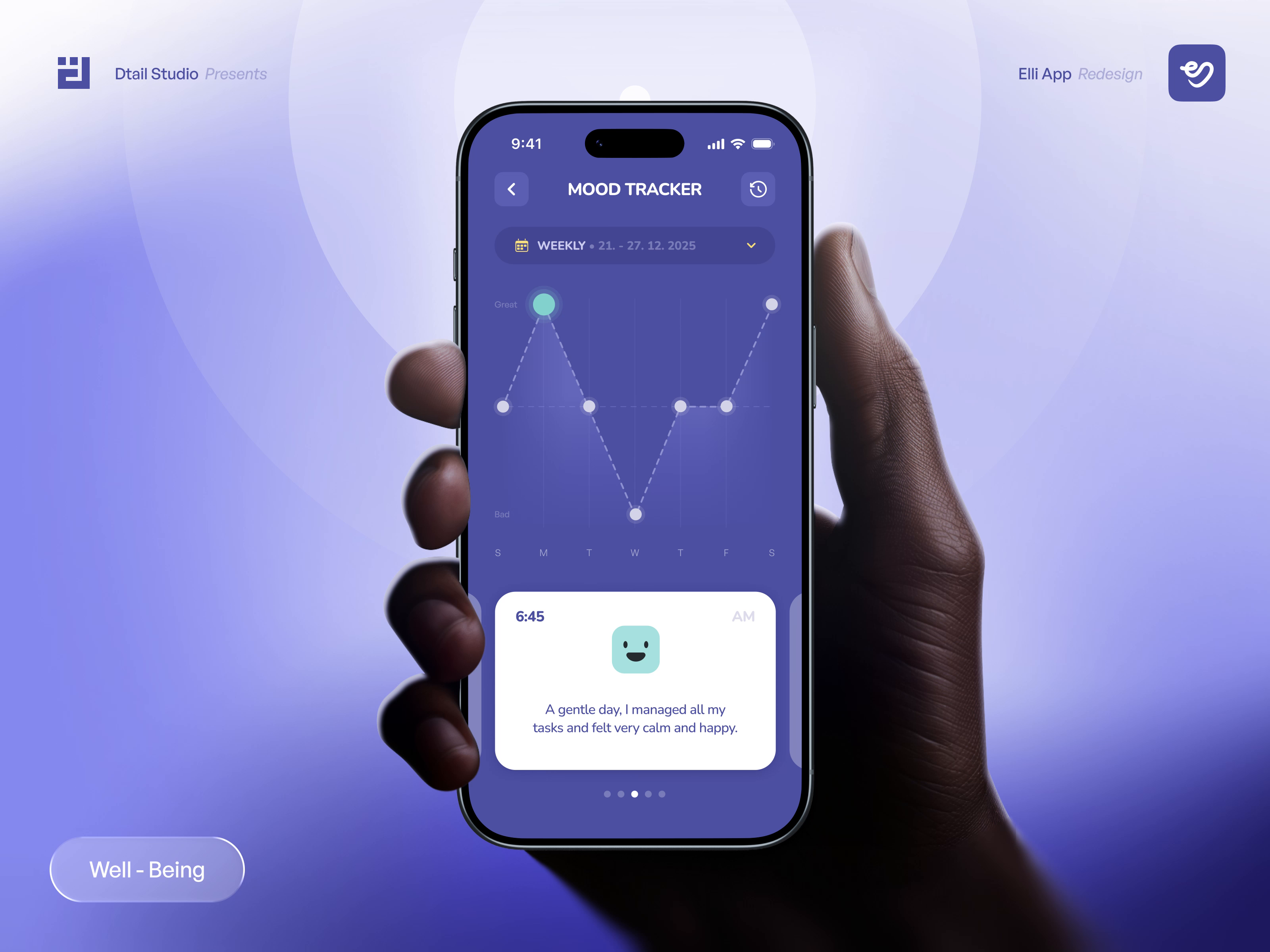 Example of Mood Tracking UI/UX for Aging & Well-Being App