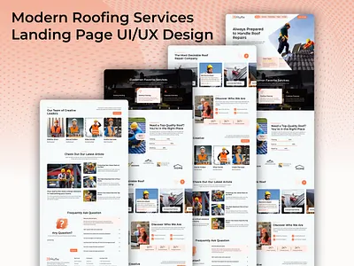 Rufix – Modern Roofing Services Landing Page UI/UX Design business construction constructionwebsite hero home service illustration industry website landing page landing page design modern landing page modern web responsivedesign roofing roofing website service startup uiux web design website white