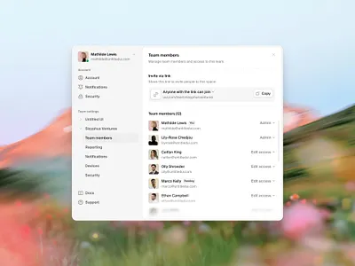 Team members — Untitled UI invite team product design share link share modal ui design user interface